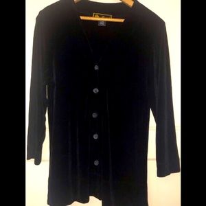 Slinky Mirasol Black Button Down 3/4 Shirt. Size L